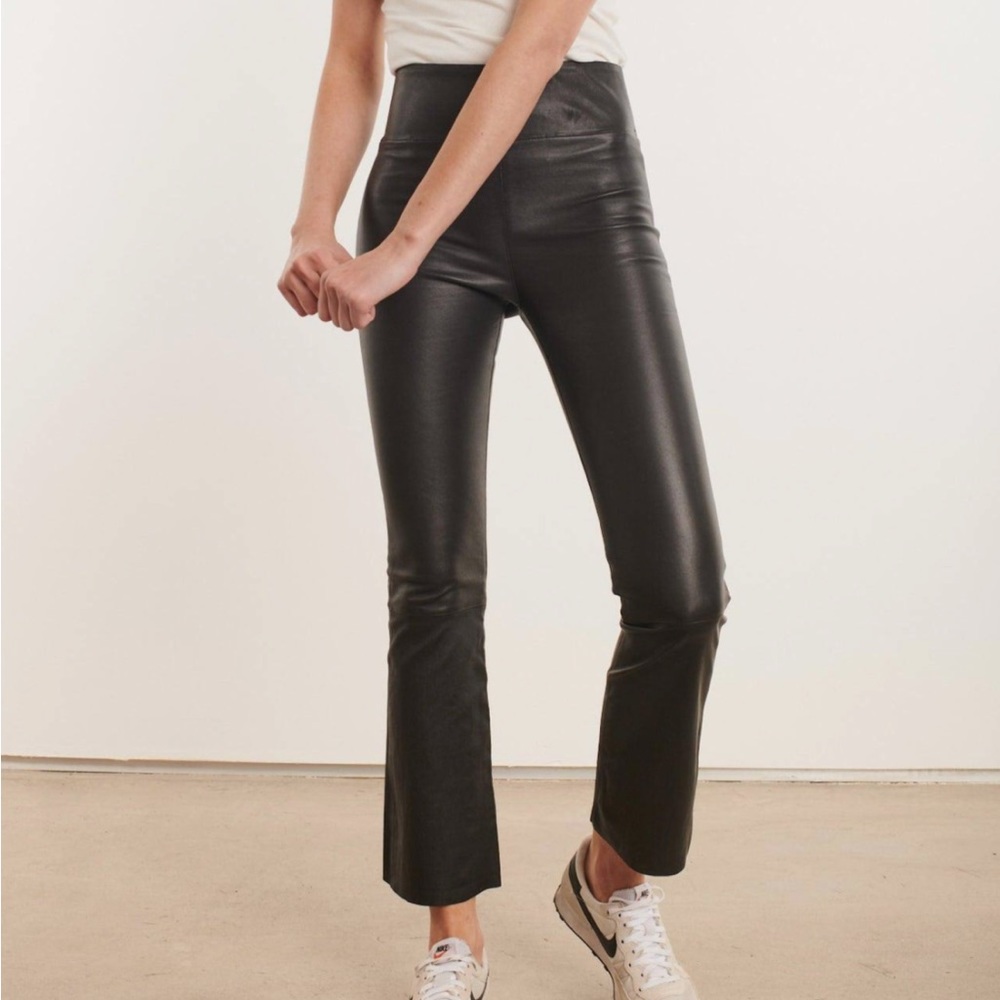 SPRWMN Black leather crop flare leggings - Picture 4 of 8